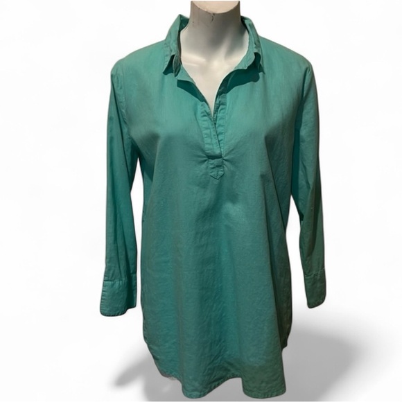 Vineyard, Vines, linen,/cotton, blend turquoise tunic. Medium - Picture 1 of 11
